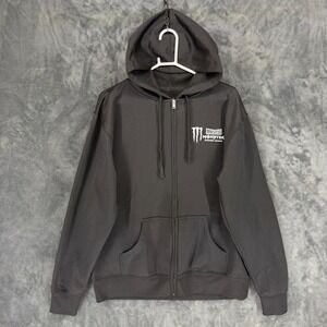 Monster Energy Muscle Monster Hoodie Mens XL Black Full Zip Sweatshirt‎ Fleece